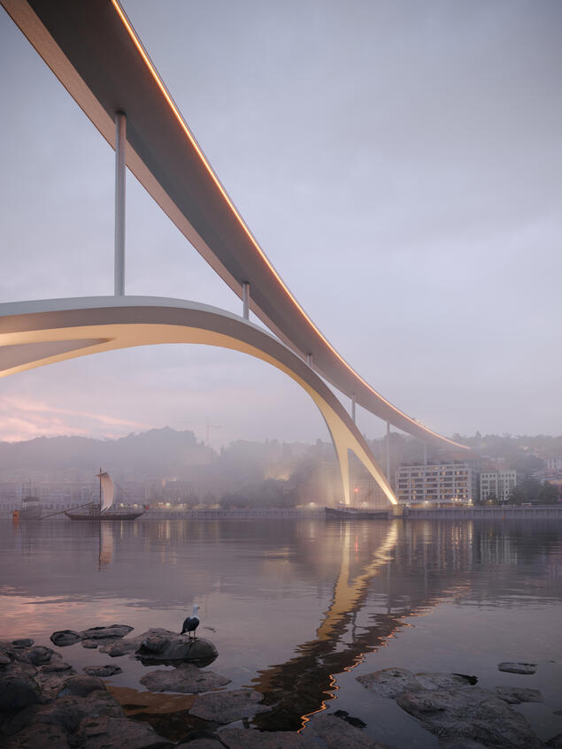 Nova Ponte sobre o rio Douro - metro e pedonal Nova Ponte sobre o rio Douro - metro e pedonal