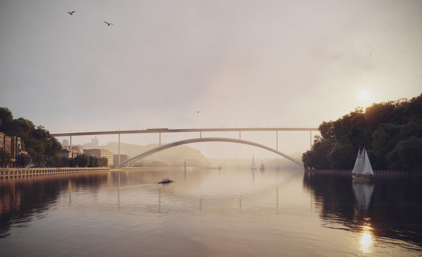 Nova Ponte sobre o rio Douro - metro e pedonal Nova Ponte sobre o rio Douro - metro e pedonal